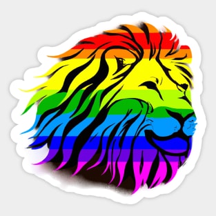 Cute Colorful Rainbow Lion Shape Head Drawing Sticker